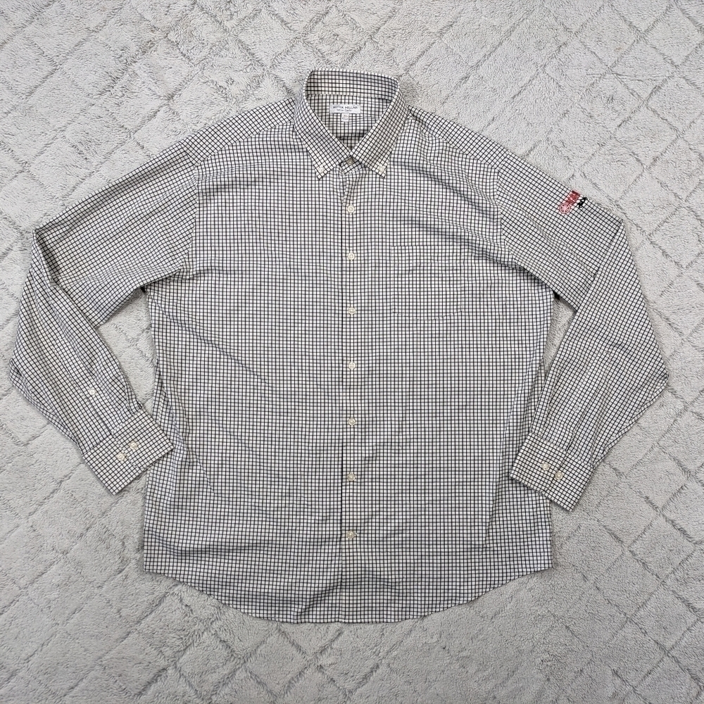 Peter Millar Shirt Men's XL Black White Grid Hanford Performance Twill Sport